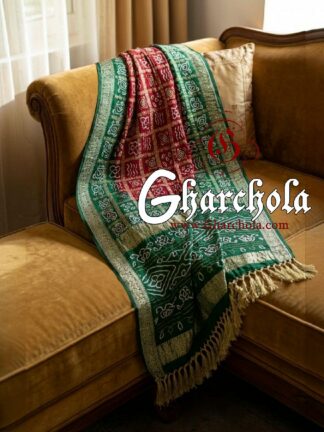 Green Red Bandhani Gharchola Saree Naksi Jari Pure Gaji Silk