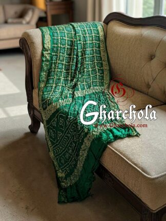 Green Naksi Zari Pure Gaji Silk Gharchola Saree