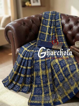 Blue Gharchola Rai Bandhani Saree Traditional Wedding