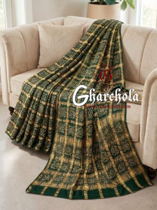 Bridal Green Gharchola Rai Bandhani Saree Traditional Wedding