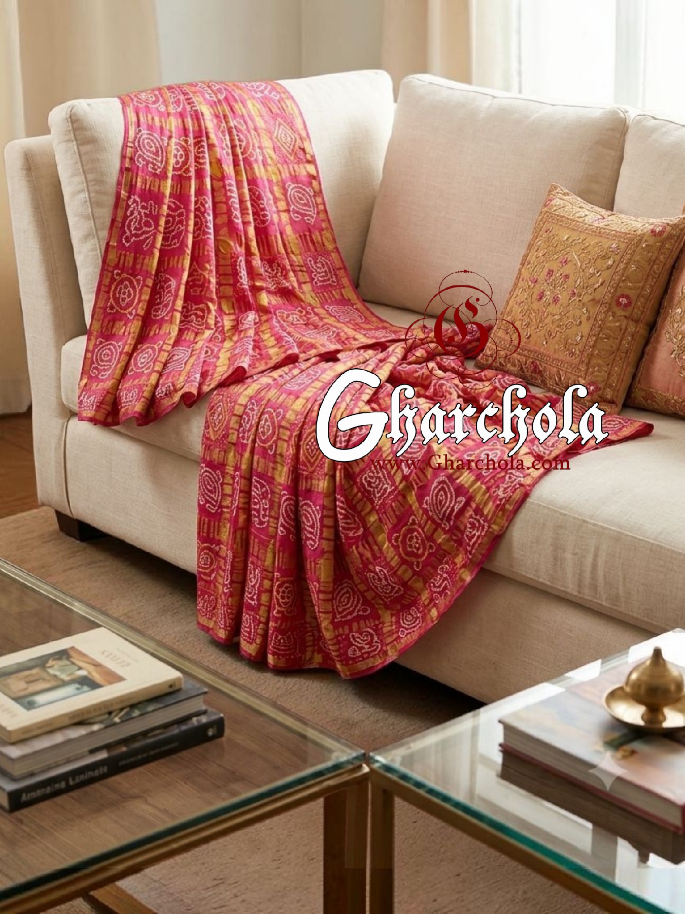 Pink Gharchola Rai Bandhani Saree Traditional Wedding