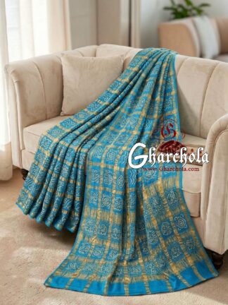 Peach Gharchola Rai Bandhani Saree Traditional Wedding