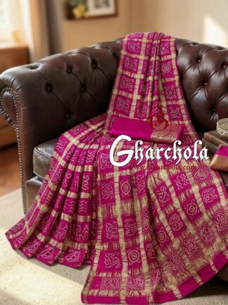 Rani Gharchola Rai Bandhani Saree Traditional Wedding