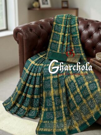 Green Gharchola Rai Bandhani Saree Traditional Wedding