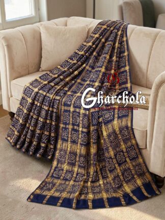 Navy Gharchola Rai Bandhani Saree Traditional Wedding