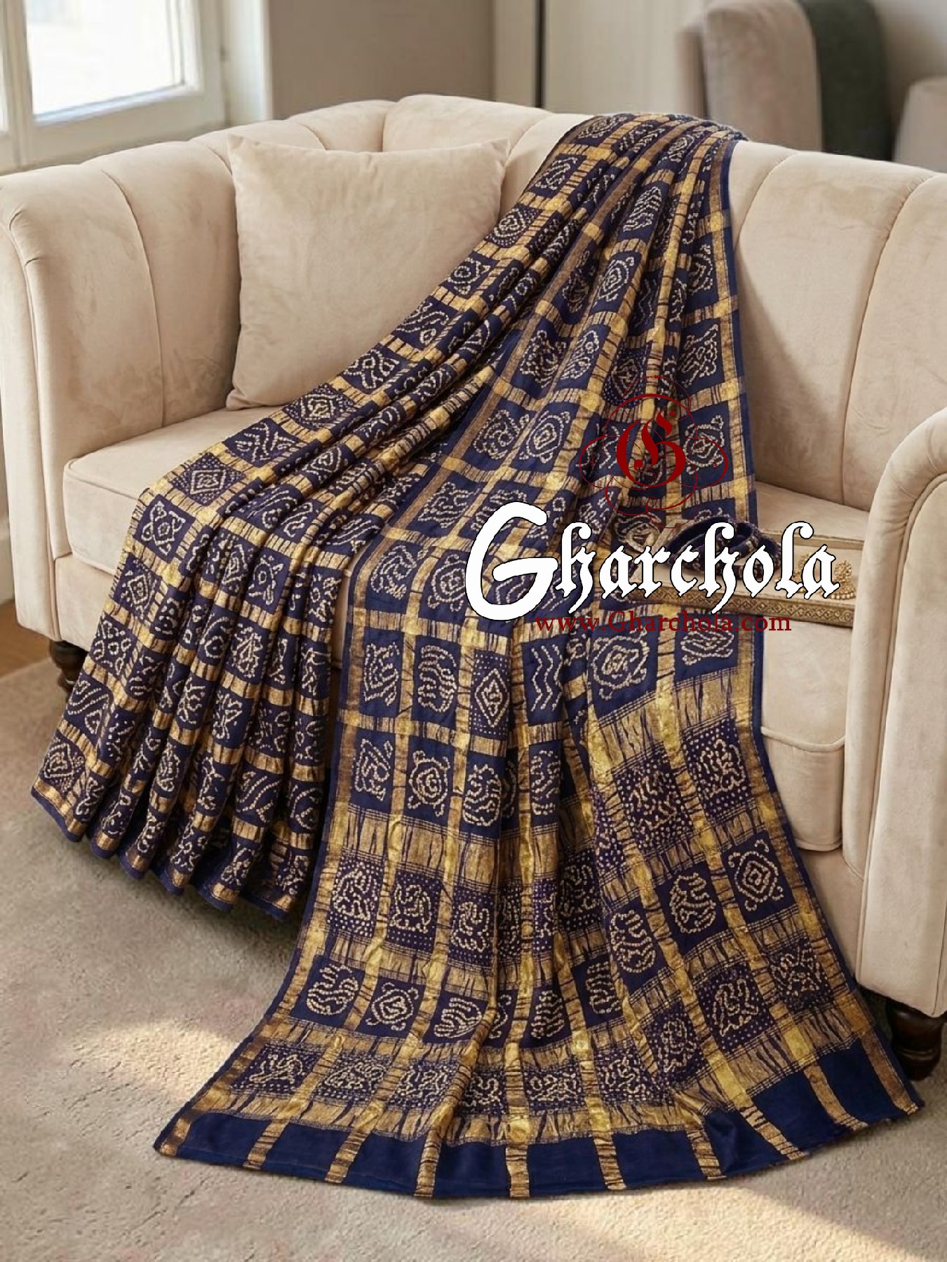 Navy Gharchola Rai Bandhani Saree Traditional Wedding