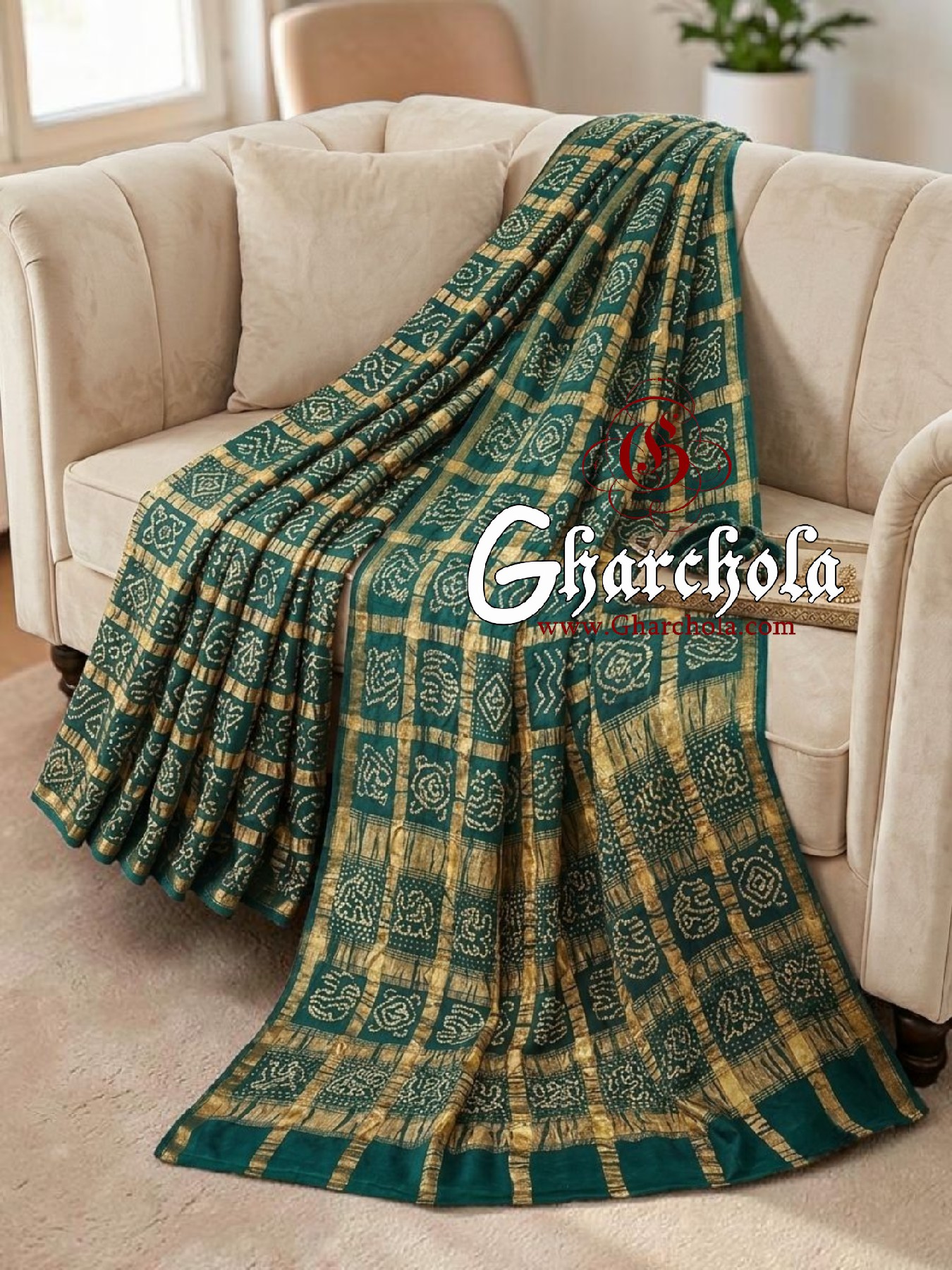 Rama Gharchola Rai Bandhani Saree Traditional Wedding