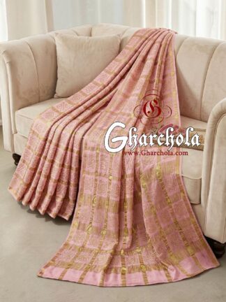 Baby Pink Gharchola Rai Bandhani Saree Traditional Wedding