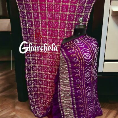 Rani Magenta Gharchola Saree Pure Gaji Silk Bandhani