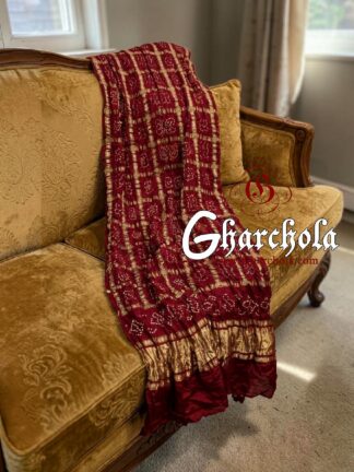 Marron Rai Bandhani Gharchola Dupatta Pure GajiSilk