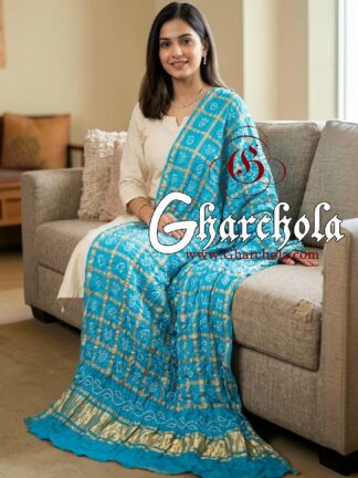 Sky Rai Bandhani Gharchola Dupatta Pure Gaji Silk