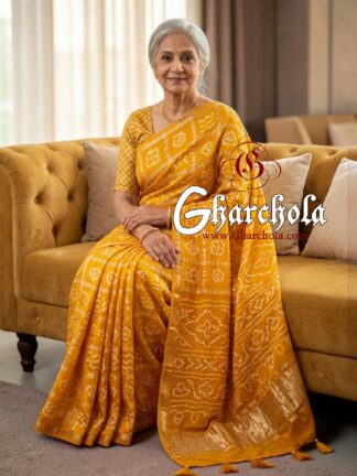 Haldi Yellow Gharchola Saree Pure Gaji Silk Bandhani