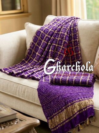 Purple Rai Bandhani Pure Gaji Silk Gharchola Saree