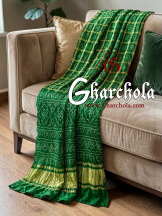 Green Rai Bandhani Pure Gaji Silk Gharchola Saree