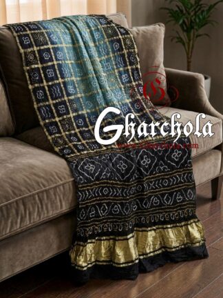 Black Silver Rai Bandhani Pure Gaji Silk Gharchola Saree