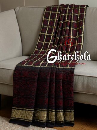 Black Red Dots Bandhani Gharchola Saree Pure Gaji Silk in Ancient Motifs