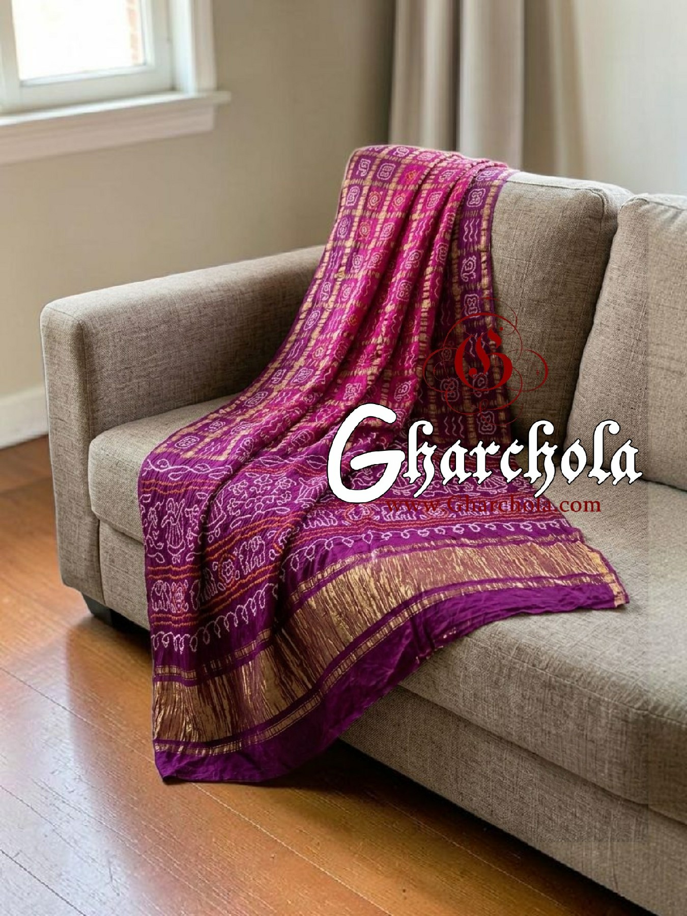 Magenta Pink Bandhani Gharchola Saree Pure Gaji Silk in Ancient Motifs
